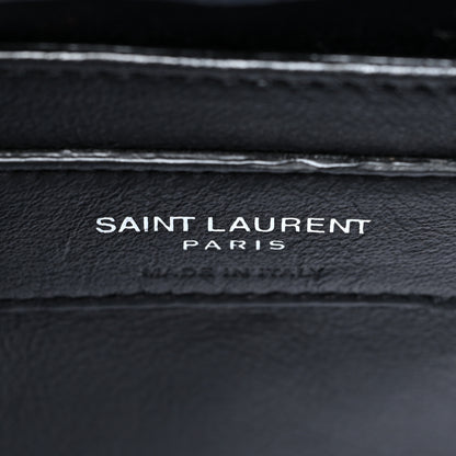 Saint Laurent Calfskin Y Quilted Monogram Small Loulou Chain Satchel Deep Marine 7 of 16