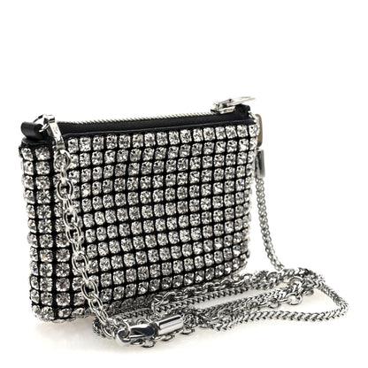 Alexander Wang Mesh Crystal Rhinestone Nano Heiress Shoulder Bag Black Silver 3 of 9