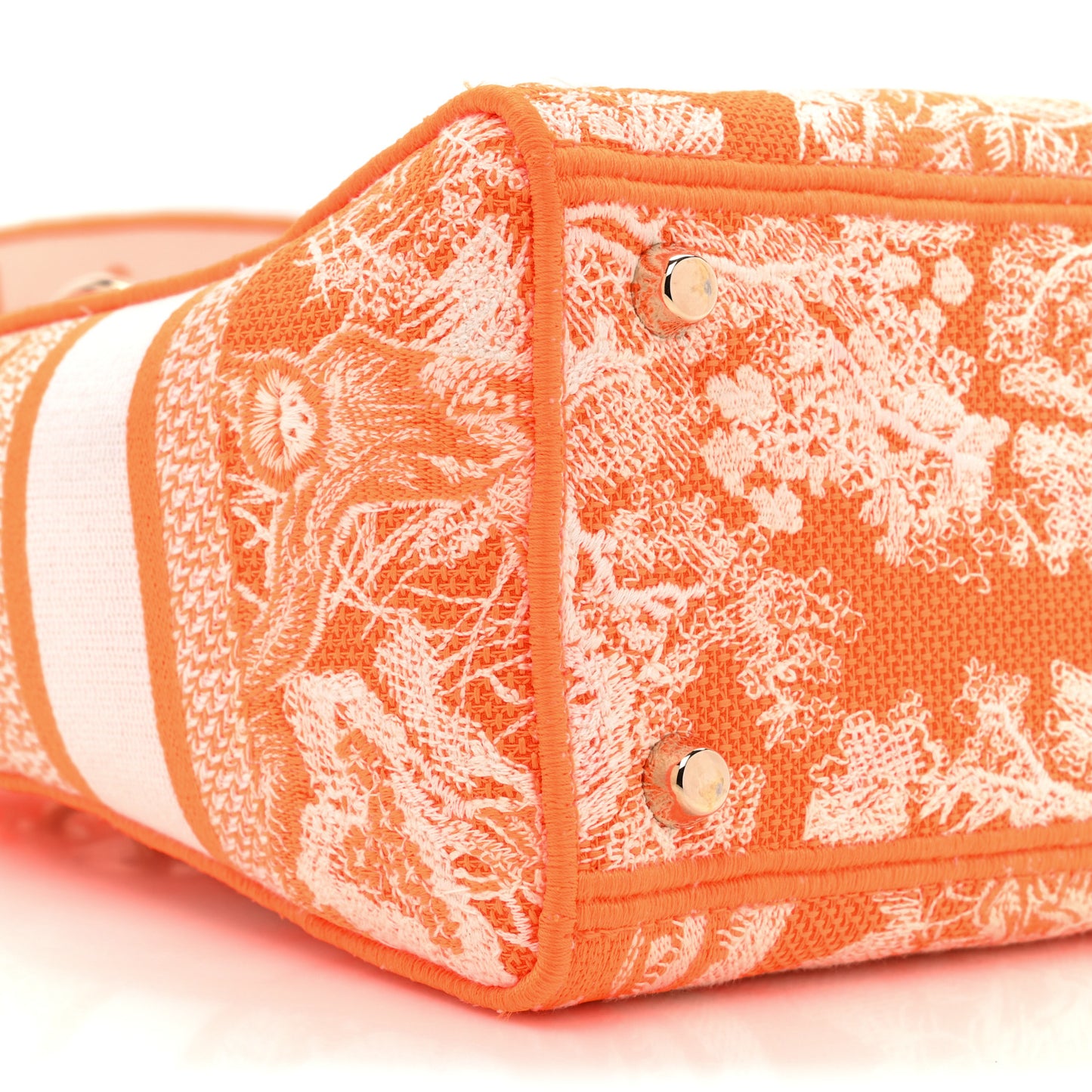 Canvas Toile De Jouy Reverse Embroidered Medium Lady D-Lite Fluorescent Orange