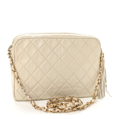 Chanel Lambskin Quilted Tassel Camera Case White 2 of 17