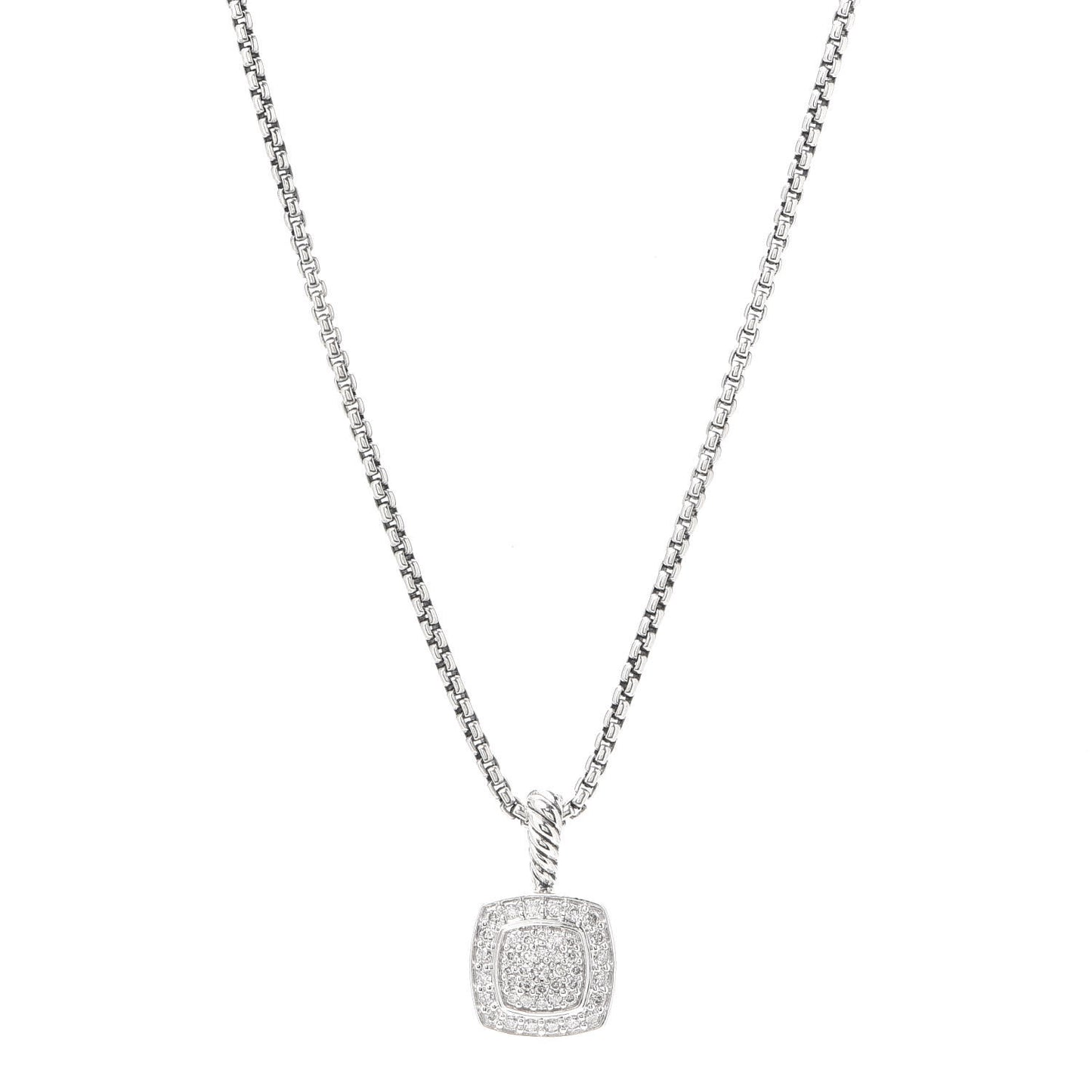 Sterling Silver Diamond Pave 7mm Petite Albion Pendant Necklace