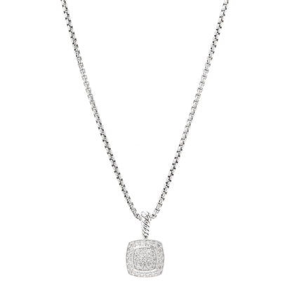 David Yurman Sterling Silver Diamond Pave 7mm Petite Albion Pendant Necklace 1 of 5