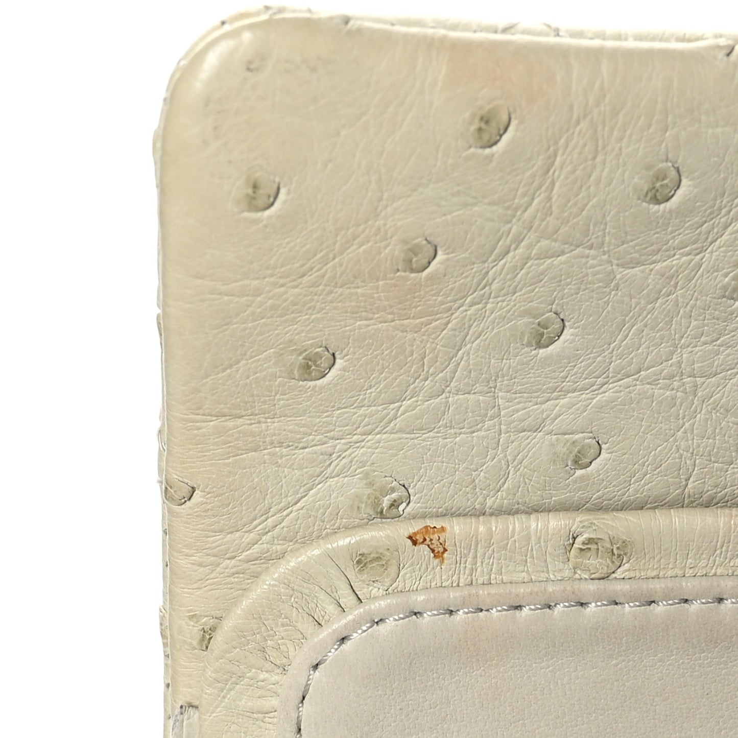 Ostrich Medium Double Flap Light Beige