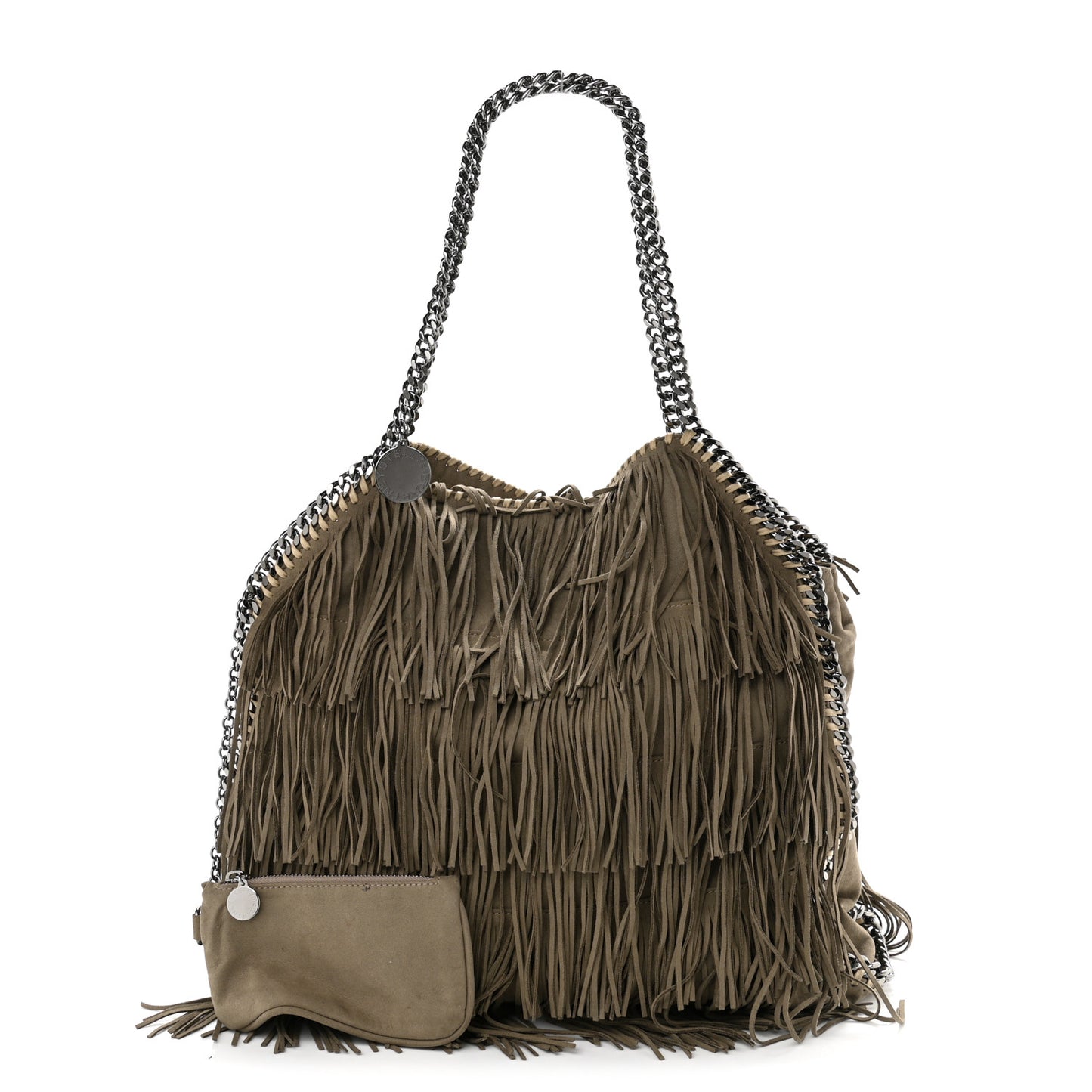 Eco Suede Fringe Big Falabella Tote Taupe