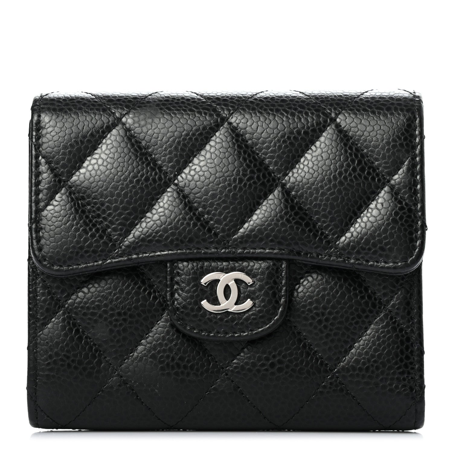 Chanel Caviar Quilted Compact Flap Wallet Black 1 of 9