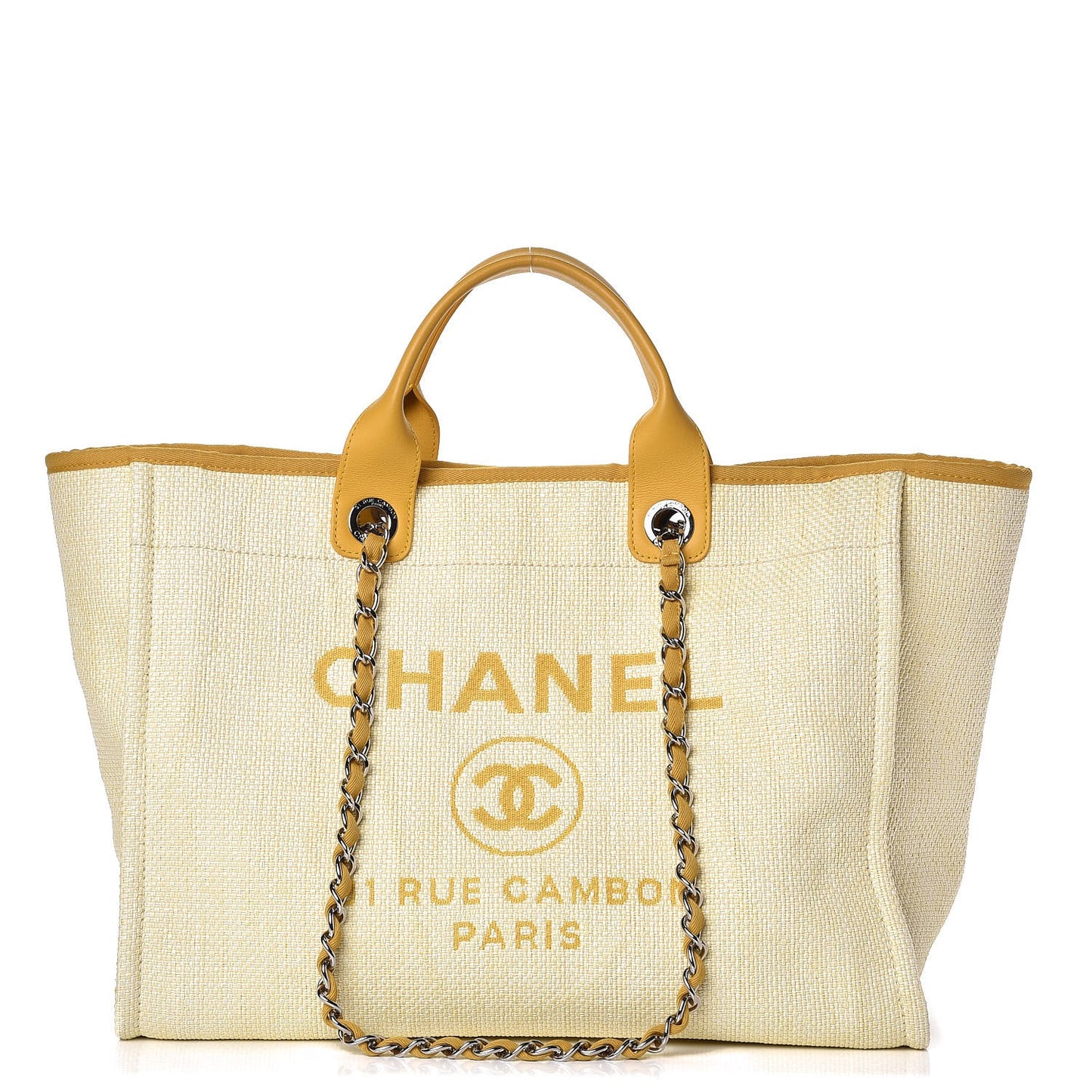 Woven Straw Raffia Large Deauville Tote Yellow