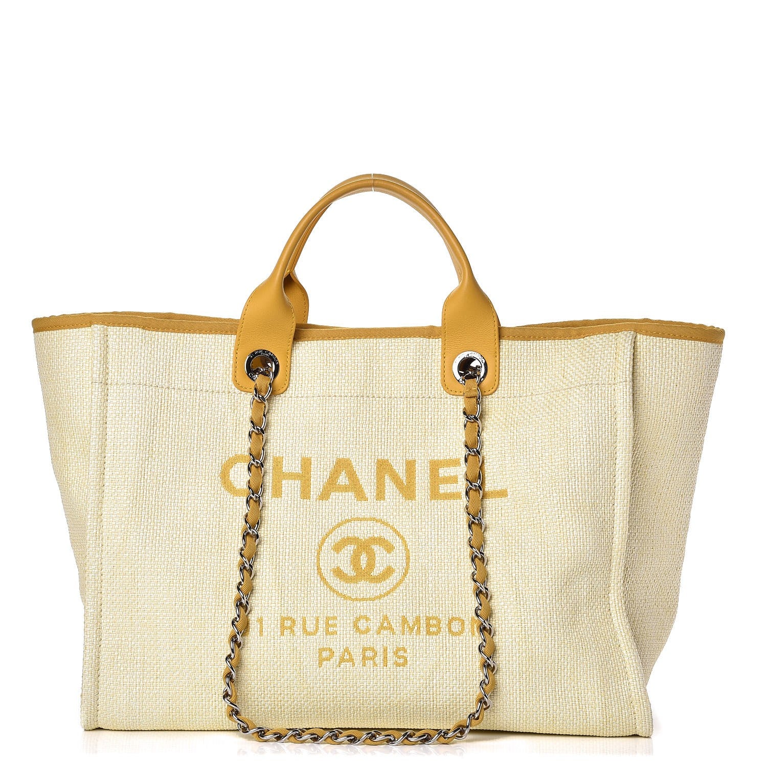 Chanel Woven Straw Raffia Large Deauville Tote Yellow 1 of 10
