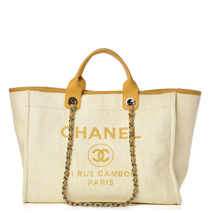 Chanel Woven Straw Raffia Large Deauville Tote Yellow 1 of 10