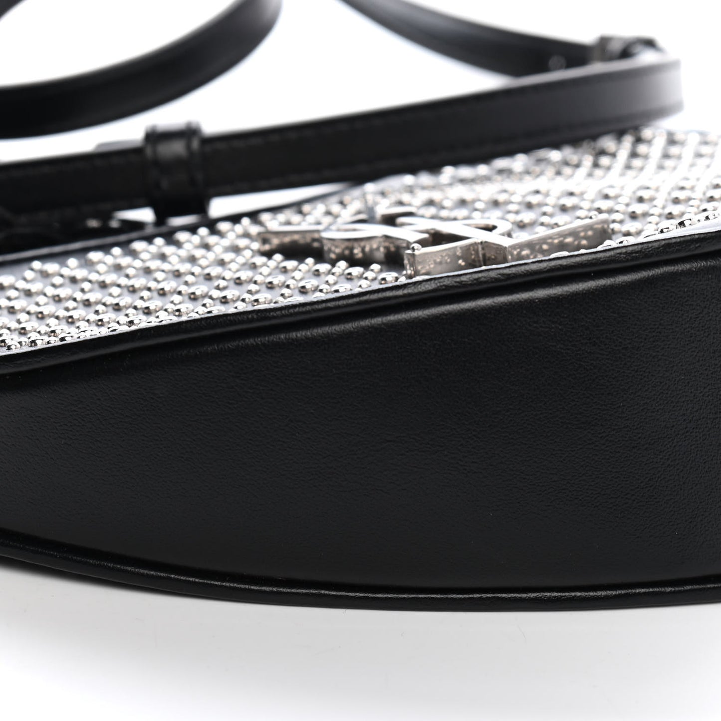 Calfskin Studded Monogram Heart Shoulder Bag Black