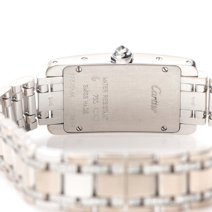 Cartier 18K White Gold Diamond Bezel 19mm Tank Americaine Quartz Watch 5 of 7