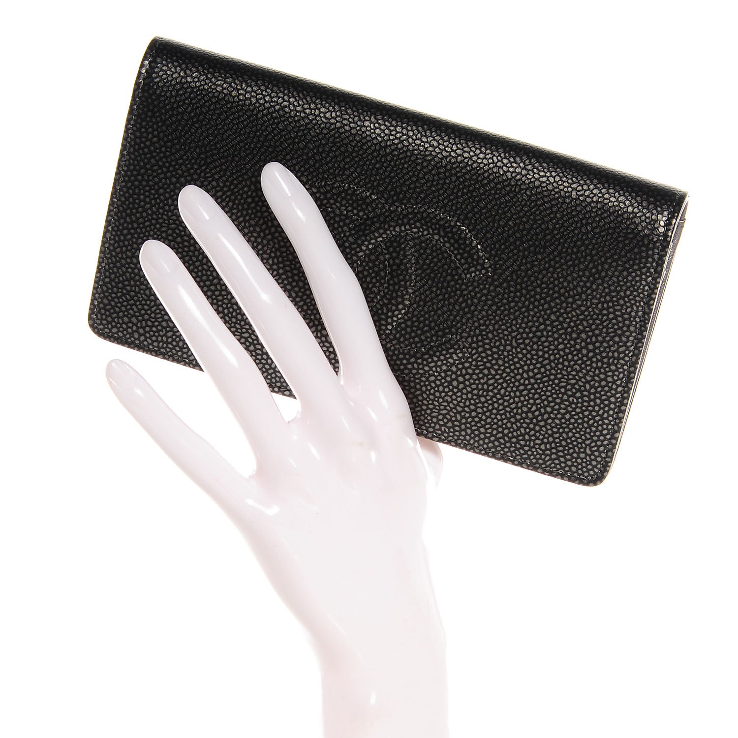 Chanel Caviar Yen Wallet Dark Silver 2 of 9