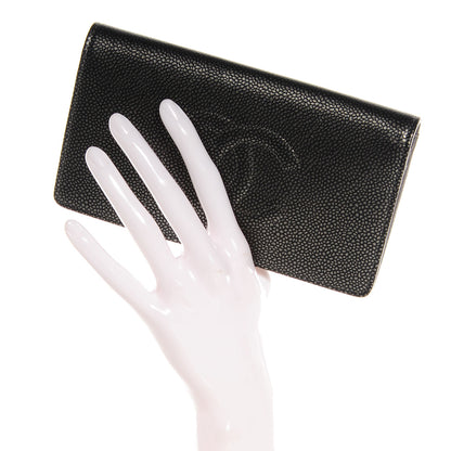Chanel Caviar Yen Wallet Dark Silver 2 of 9