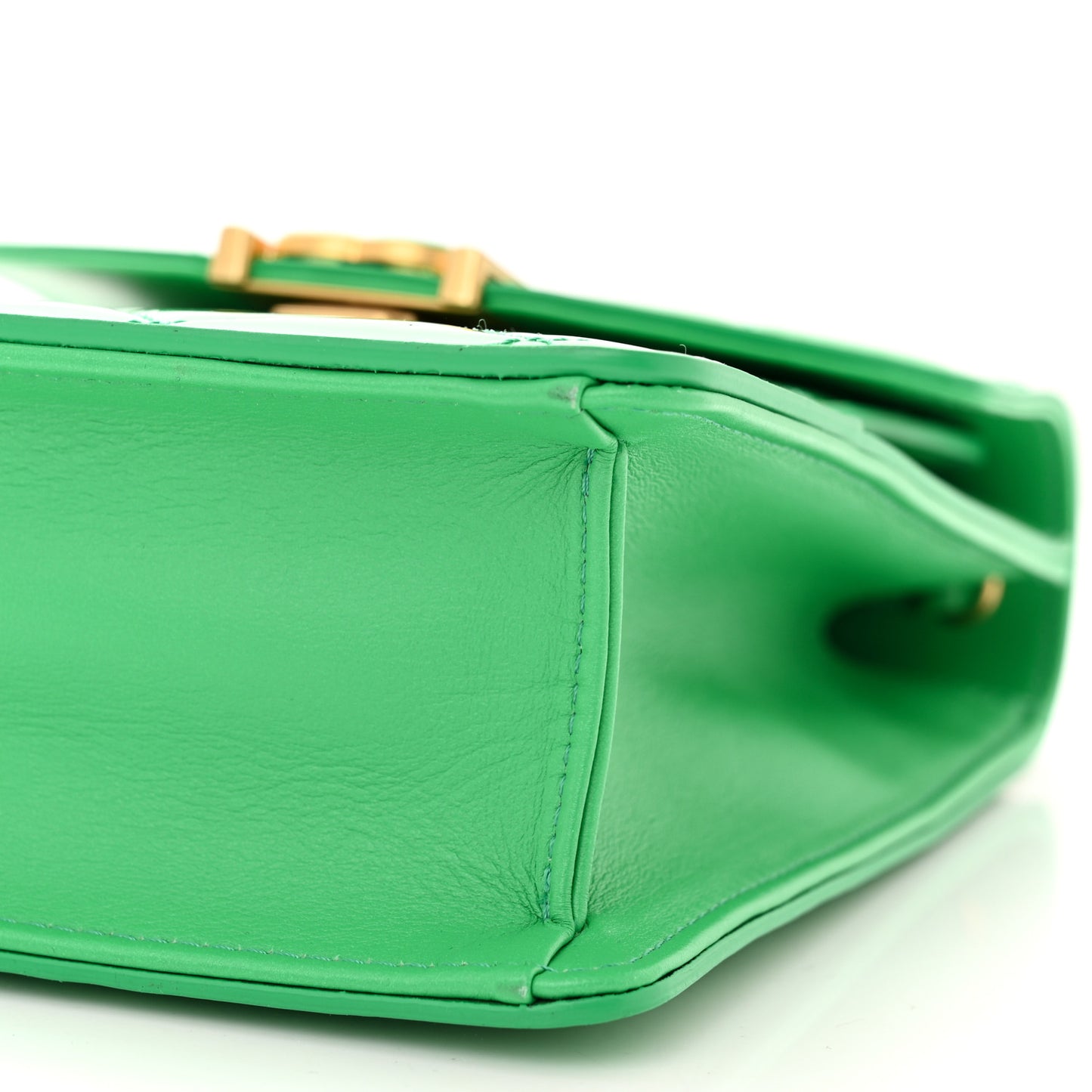 Patent Calfskin Small Flap Bag Green