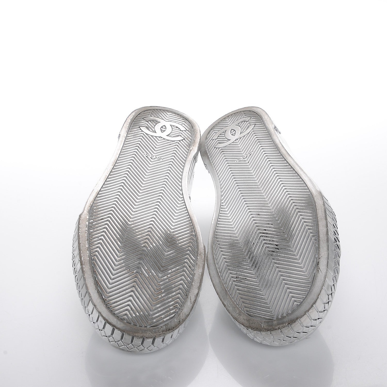 Chanel Laminated Lambskin Sneakers 40 Silver 6 of 12