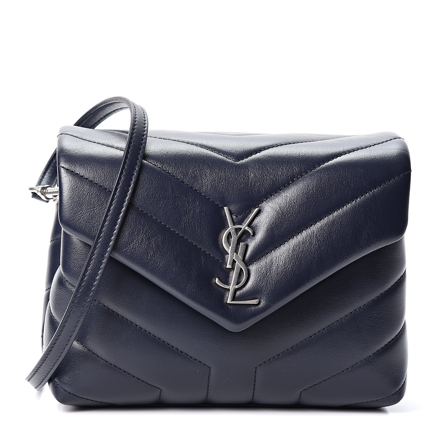 Saint Laurent Calfskin Y Quilted Monogram Toy Loulou Chain Satchel Medium Blue 1 of 10