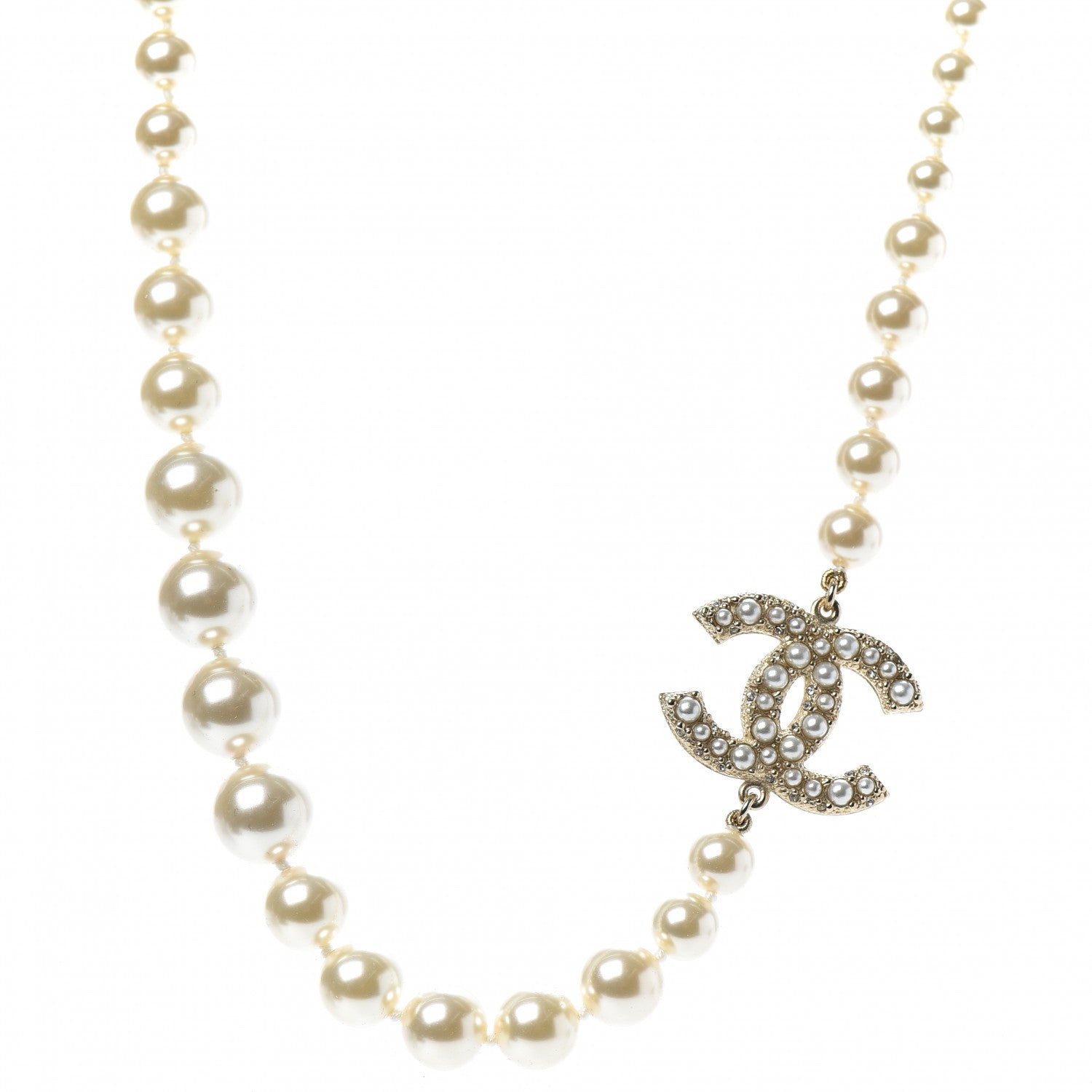 Chanel Pearl CC 100th Anniversary Necklace Light Gold 1 of 6