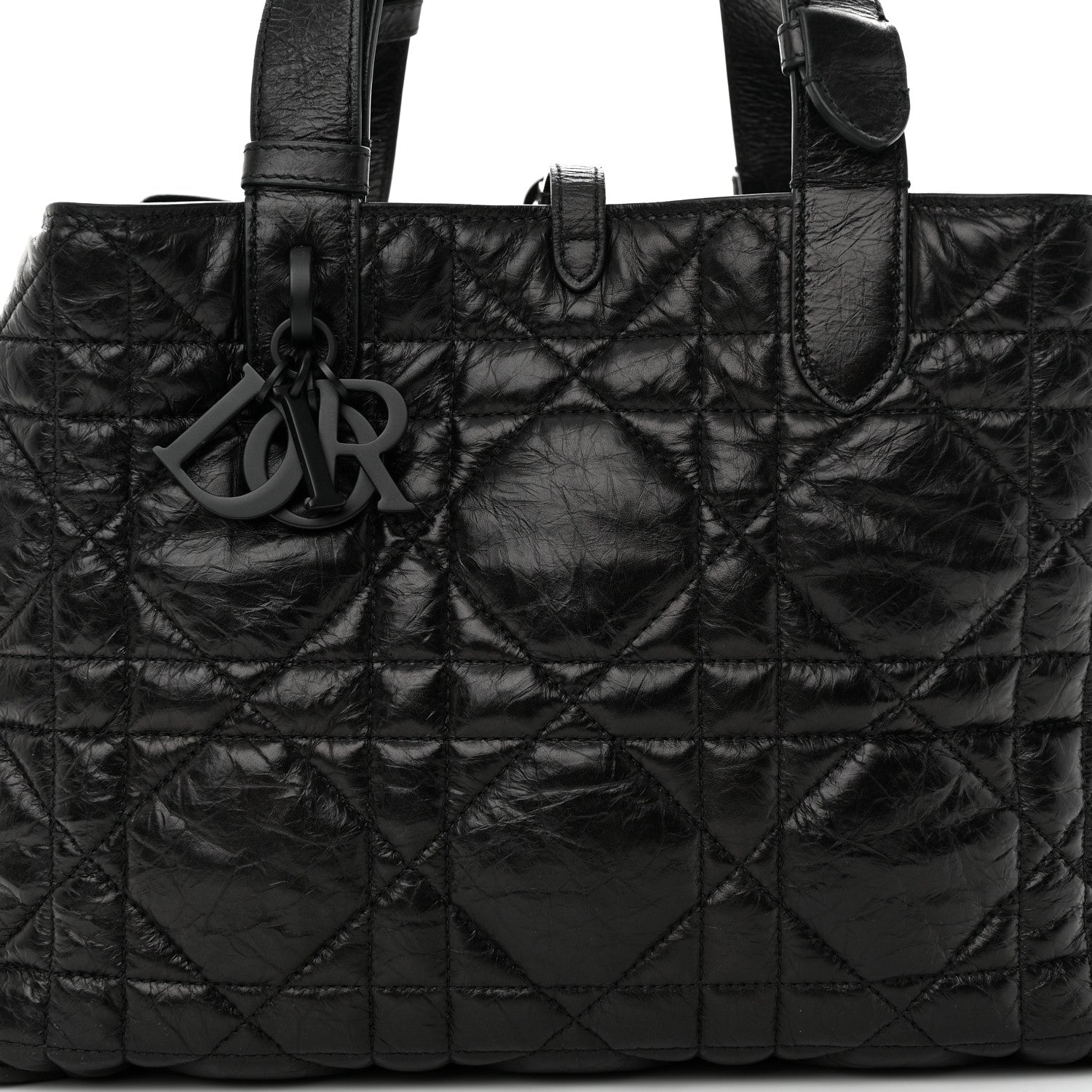 Christian Dior Crinkled Calfskin Macrocannage Small Toujours Black 10 of 13