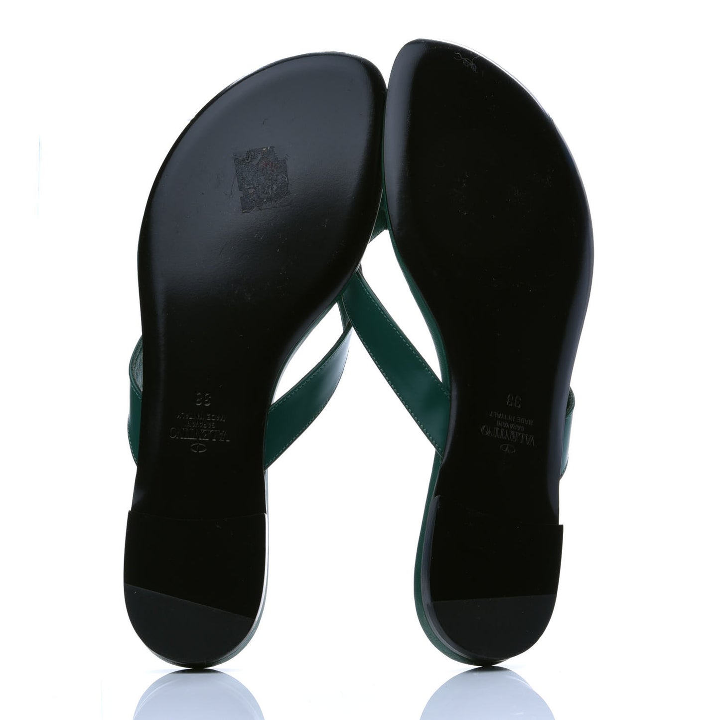 Calfskin Rockstud Thong Sandals 38 Green