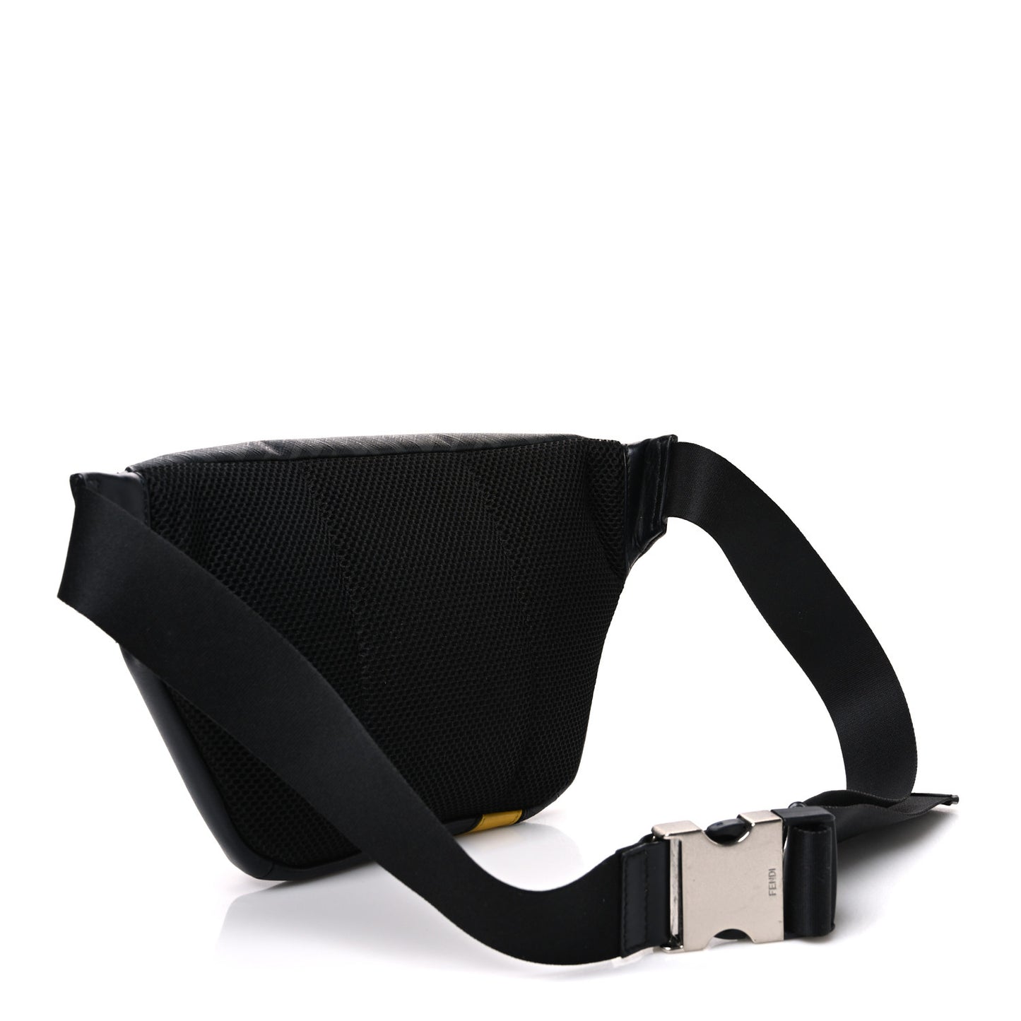 Glazed Fabric Vitello Liberty Century Logo FF 1974 Diagonal Belt Bag Black Sunflower