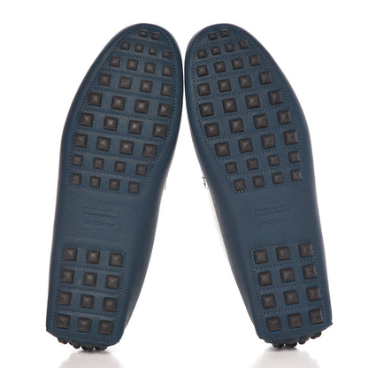 Hermes Epsom Mens Irving Driving Moccasin Loafers 43 Bleu Glacier Blanc Colvert 5 of 9