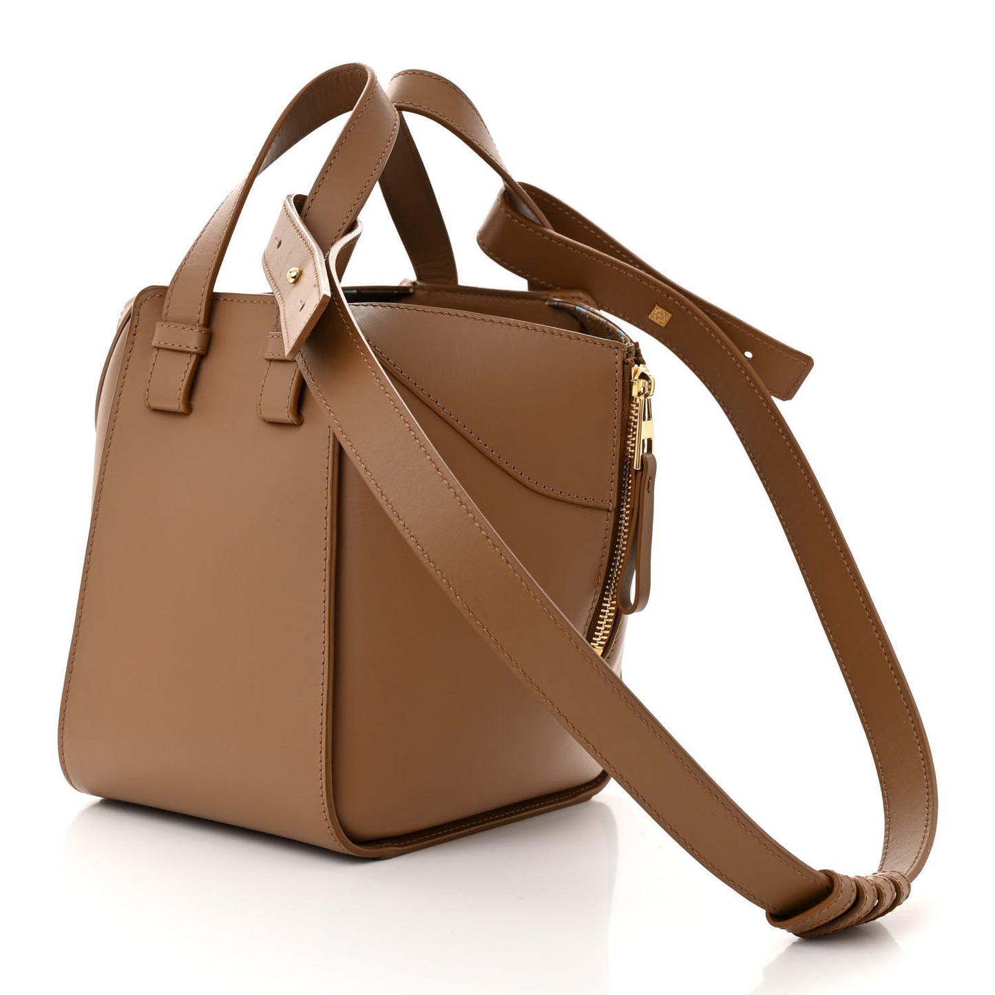 X SUNA FUJITA Satin Calfskin Lemur Hammock Shoulder Bag Oak