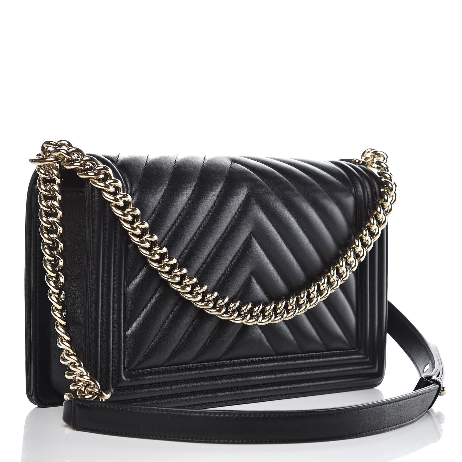 Chanel Calfskin Chevron Quilted New Medium Boy Flap Black 3 of 12