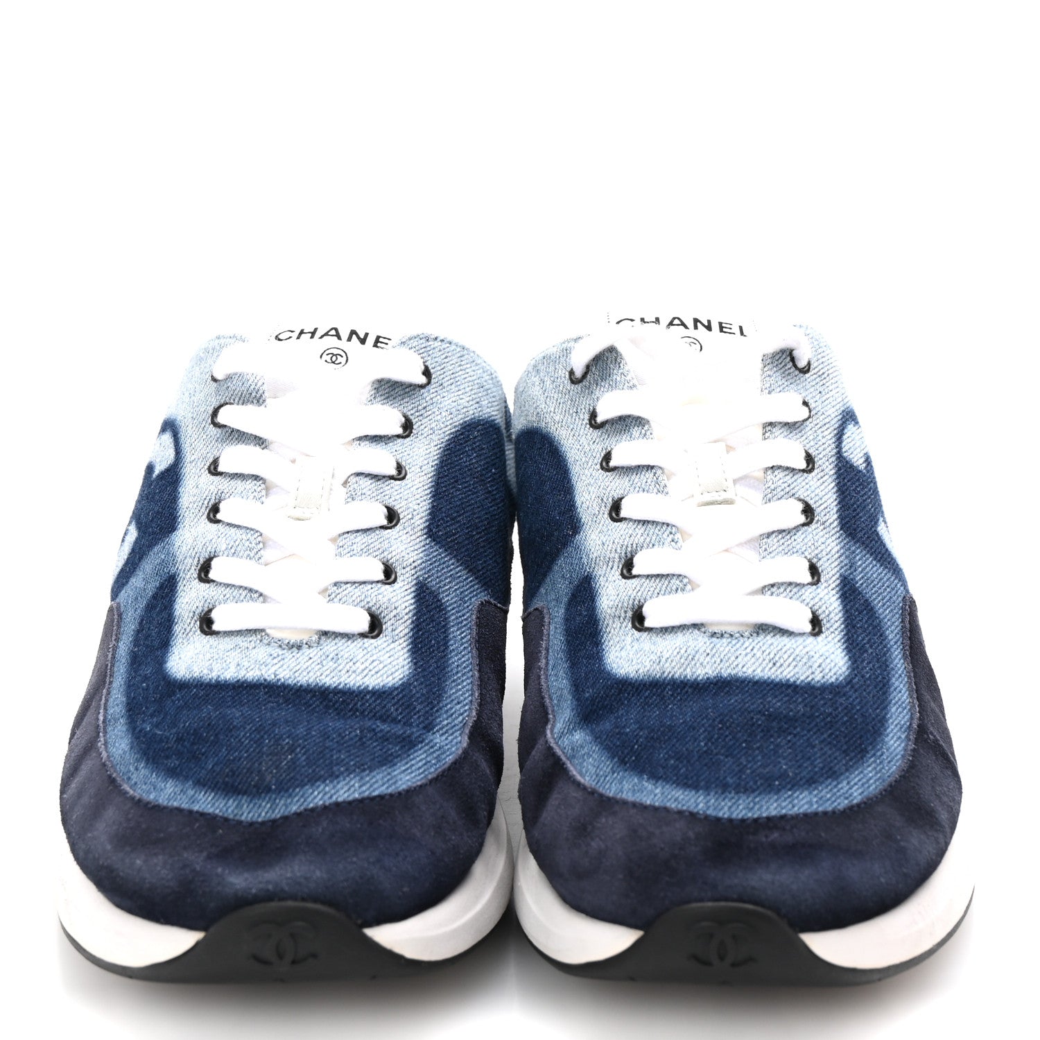 Chanel Denim Suede Calfskin Mens CC Sneakers 43 Blue 3 of 9