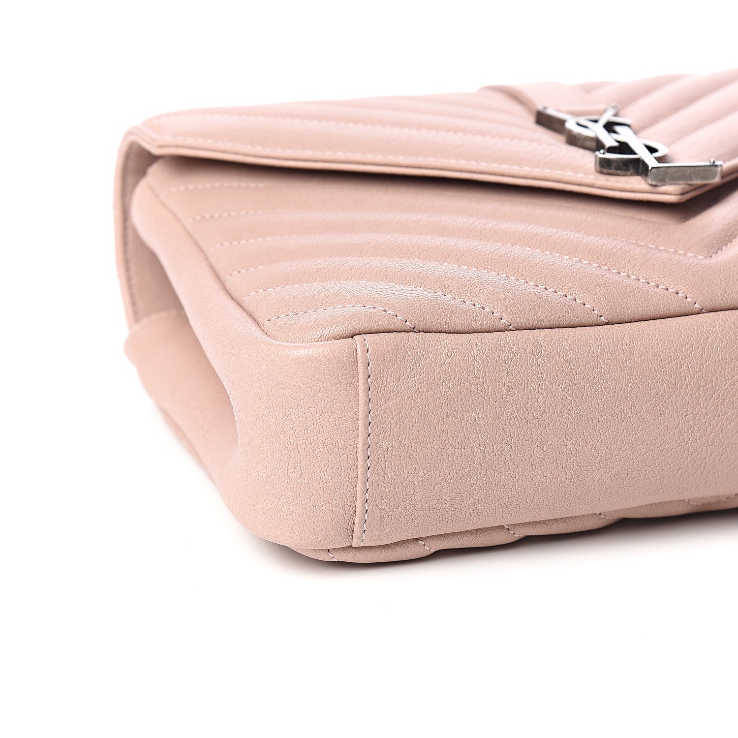 Saint Laurent Sheepskin Matelasse Chevron Monogram Medium College Bag Rose Poudre 8 of 10