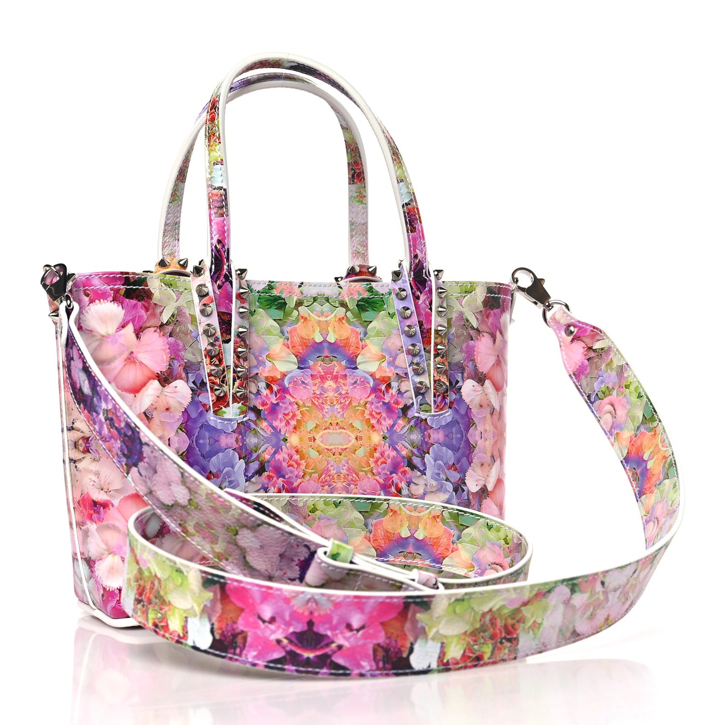 CHRISTIAN LOUBOUTIN Calfskin Mini Paris Blooming Cabata Tote