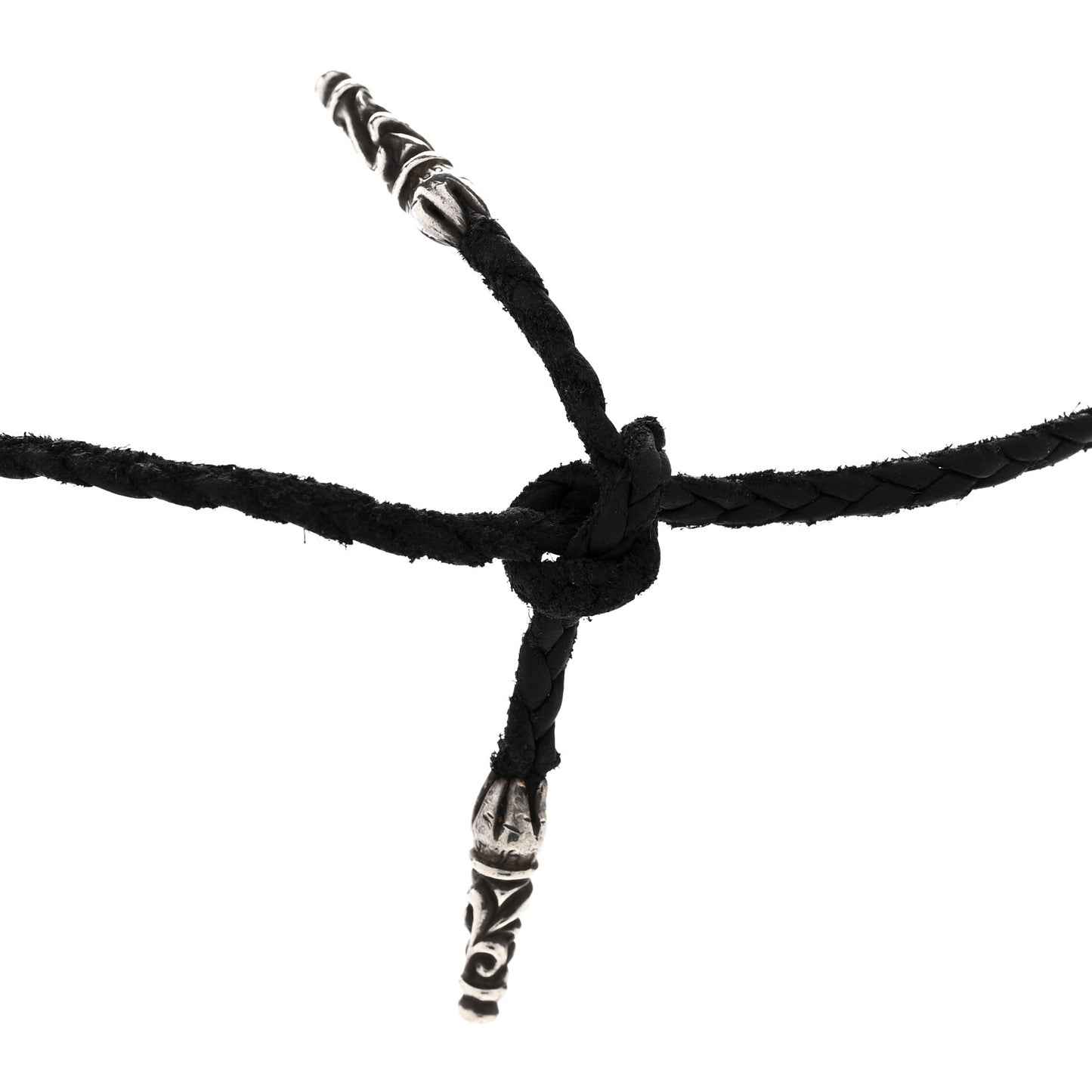 Sterling Silver Large Cross Pendant Cord Necklace