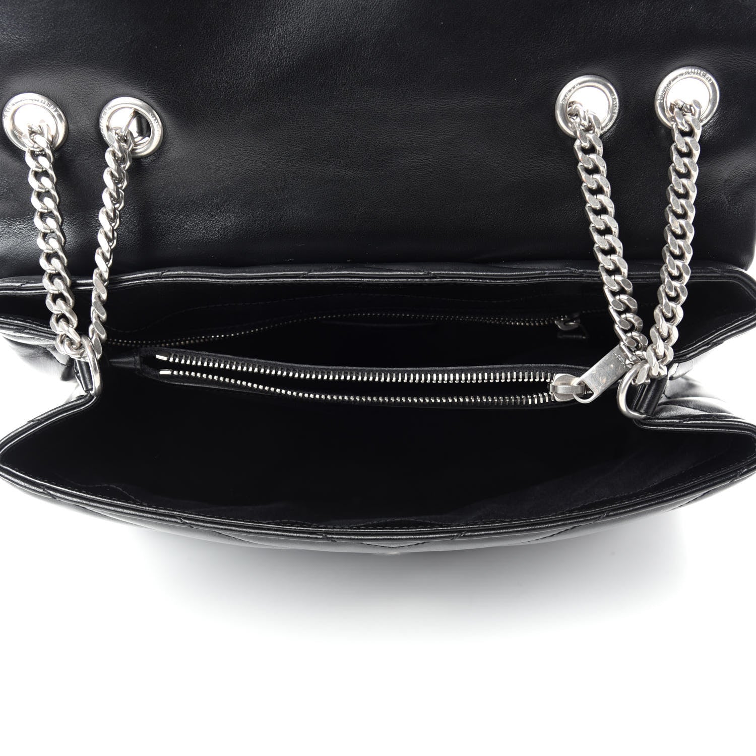 Saint Laurent Calfskin Y Quilted Monogram Medium Loulou Chain Satchel Black 5 of 11