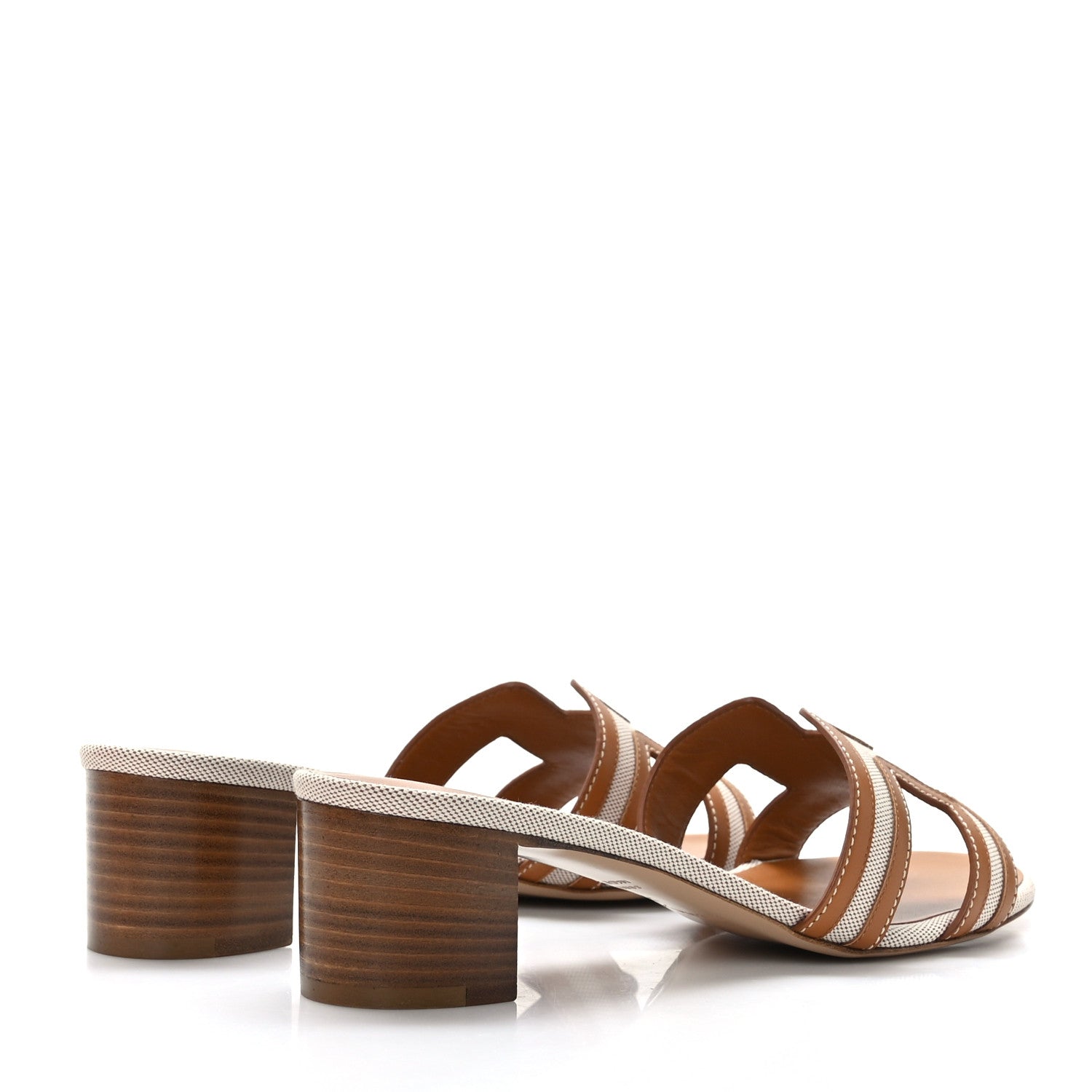 Hermes Calfskin Canvas Oasis Sandals 39 Noisette Beige Dore 4 of 9