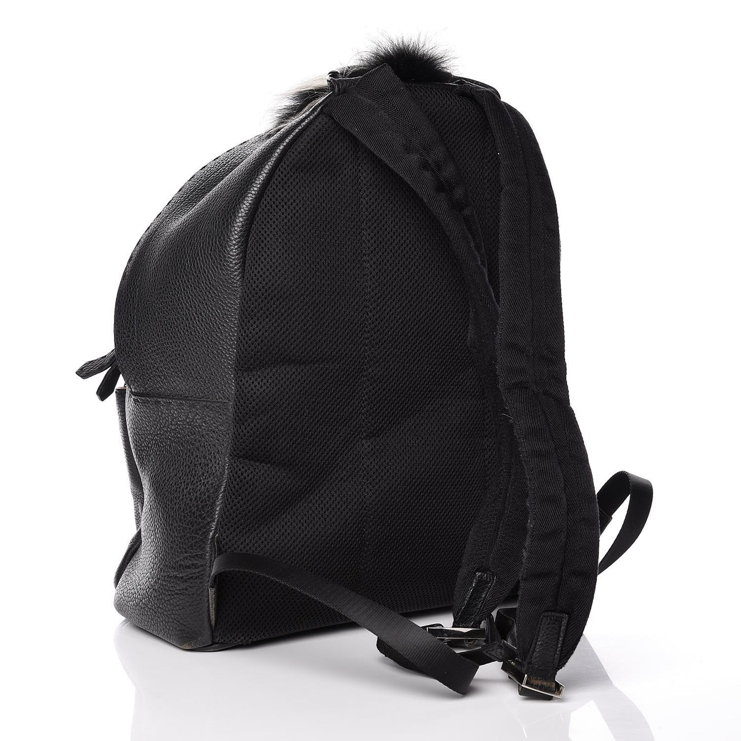 Calfskin Crocodile Fox Fur Monster Backpack Black