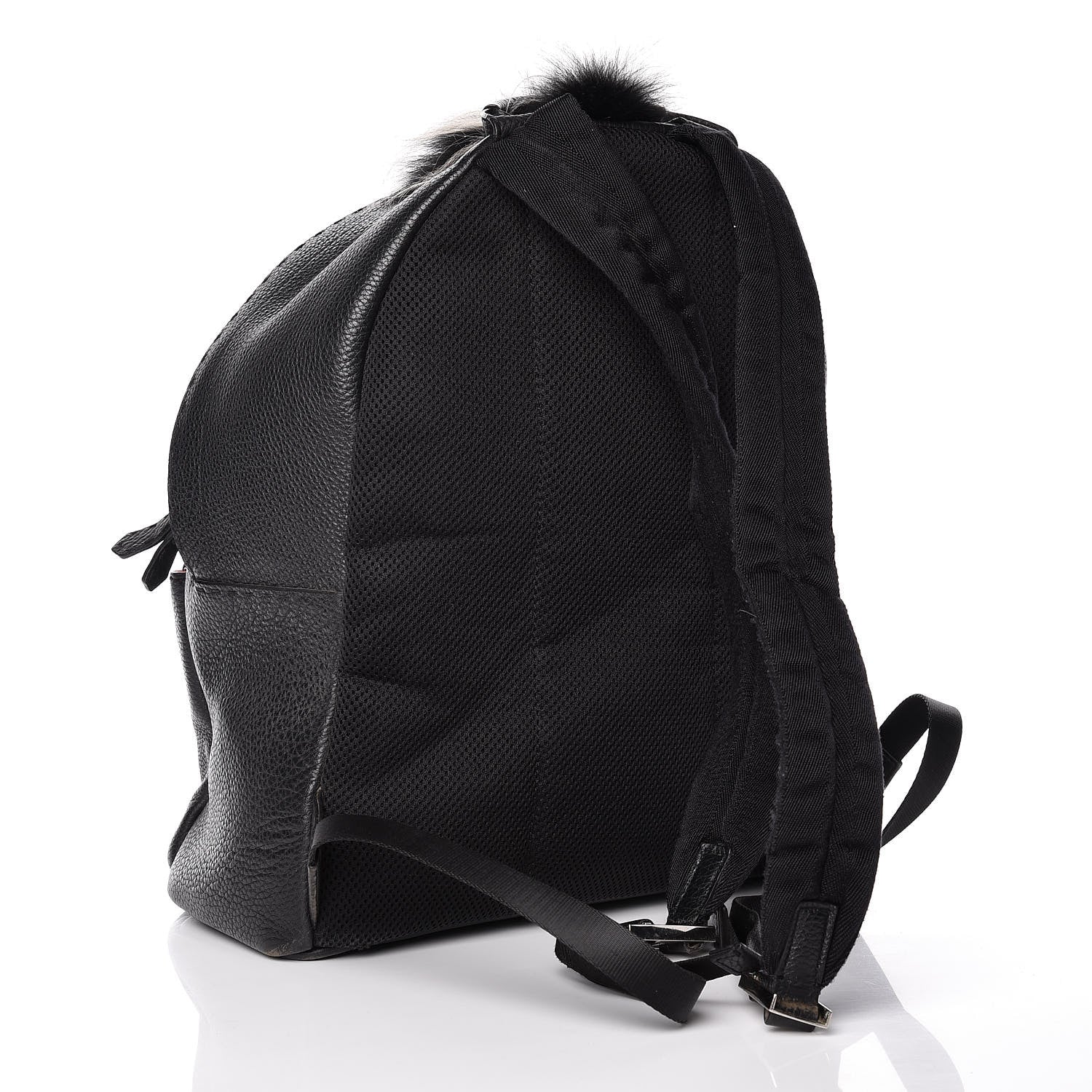 Fendi Calfskin Crocodile Fox Fur Monster Backpack Black 3 of 18