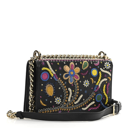 Christian Dior Lambskin Floral Embroidered Diorama Flap Bag Black Multicolor 2 of 10