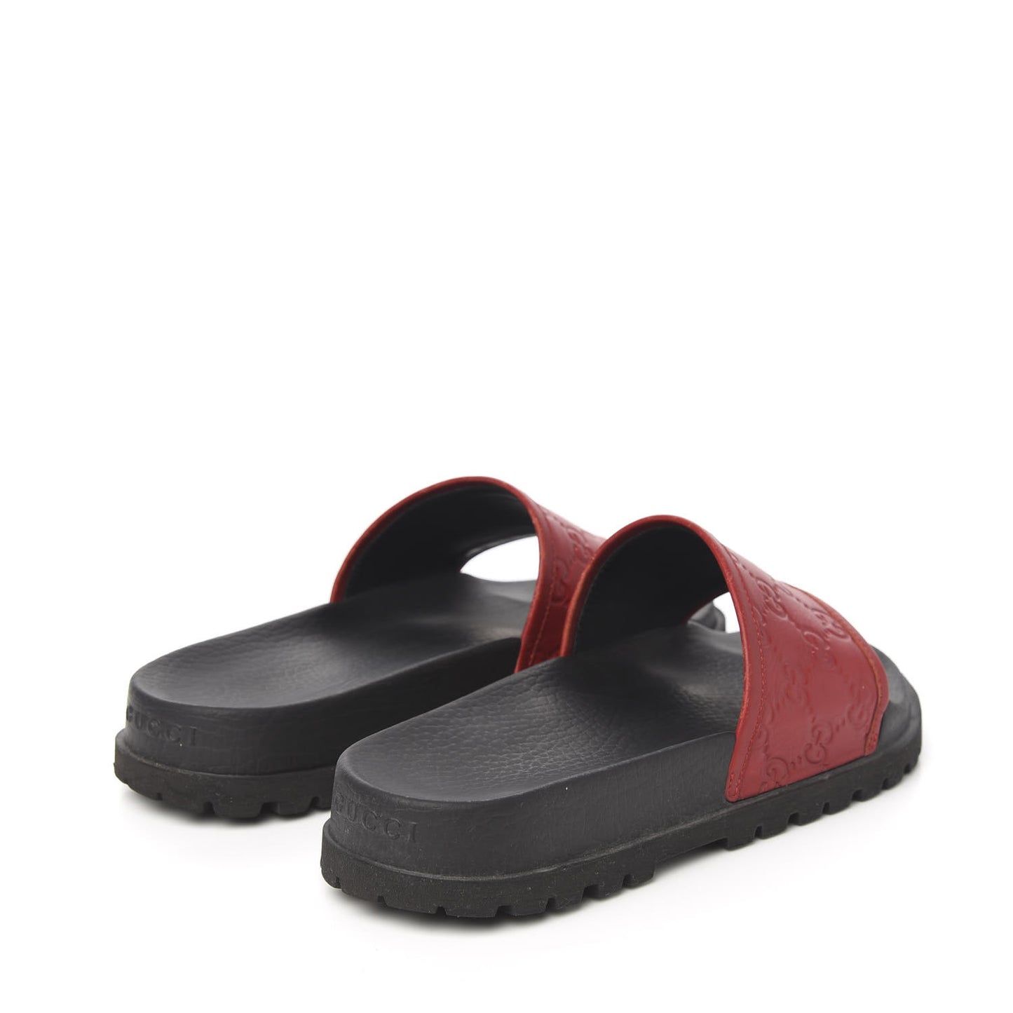 Guccissima Signature Mens Lug Sole Slide Sandals 5 Hibiscus Red