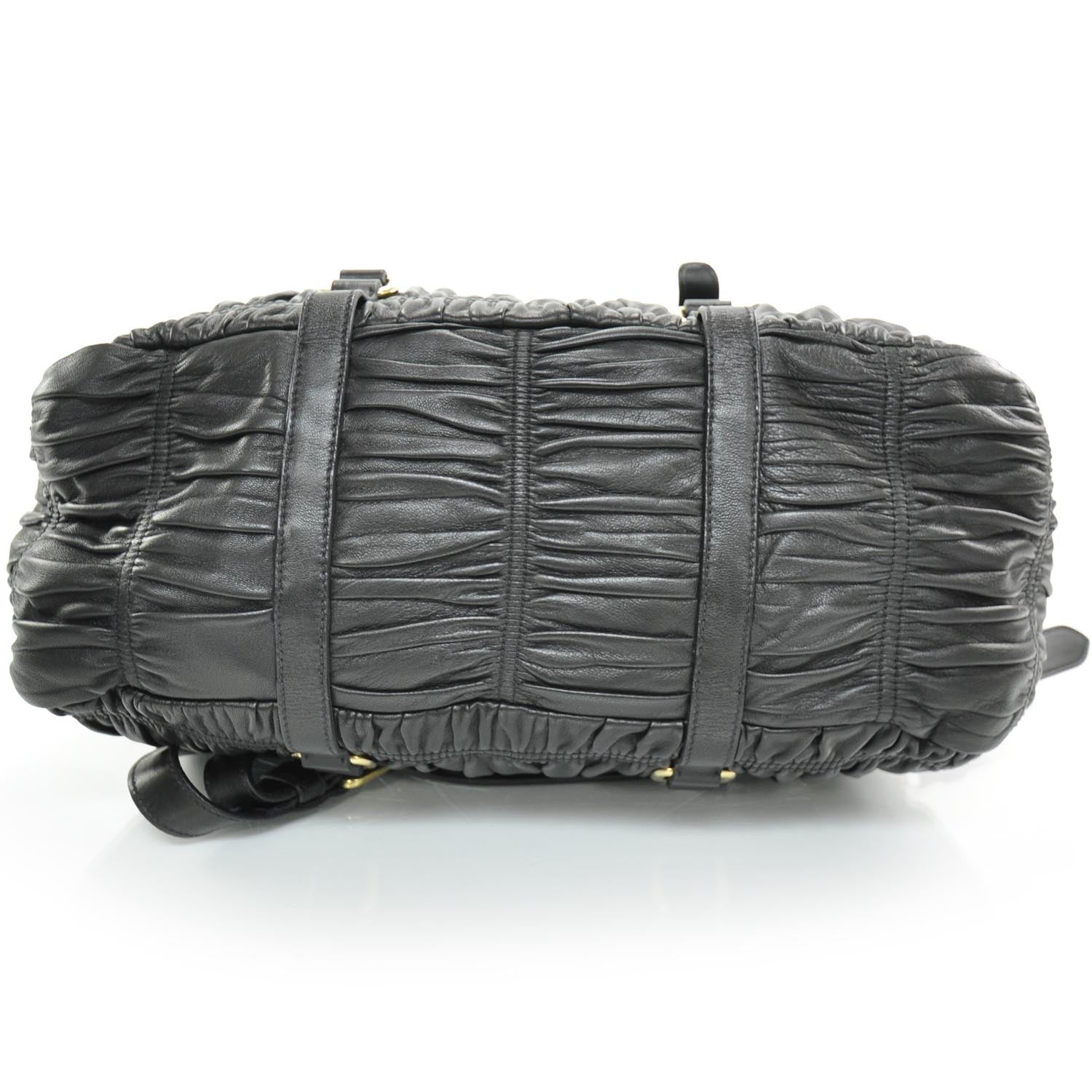 Prada Nappa Leather Gaufre Bauletto Nero Black 5 of 10