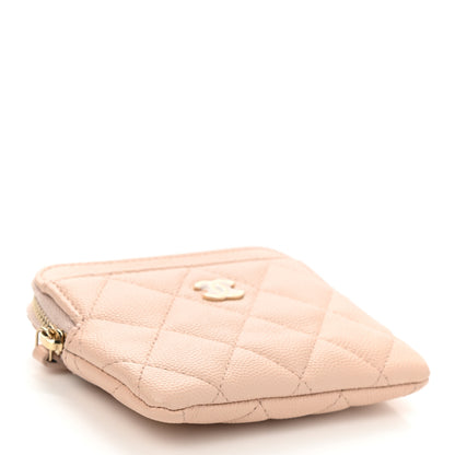 Chanel Caviar Quilted Zip Card Holder Wallet Light Beige 4 of 8
