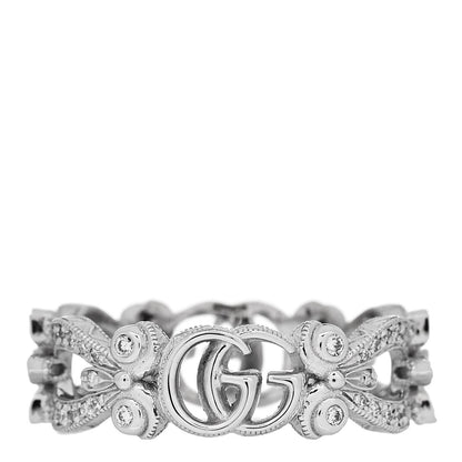 Gucci 18K White Gold Diamond Flora Pave Ring 53 6.25 1 of 4