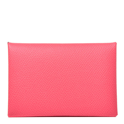 Hermes Epsom Calvi Card Case Rose Azalee 1 of 7