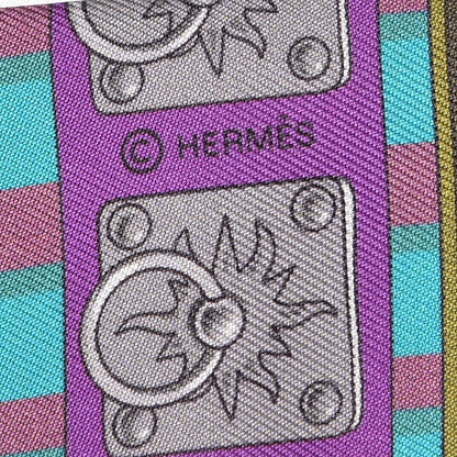 Hermes Silk Colliers De Chiens Twilly Emeraude Fuchsia Mauve 5 of 5