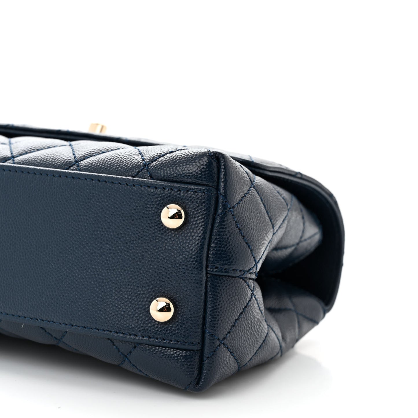 Caviar Quilted Lizard Embossed Mini Coco Handle Flap Navy Blue