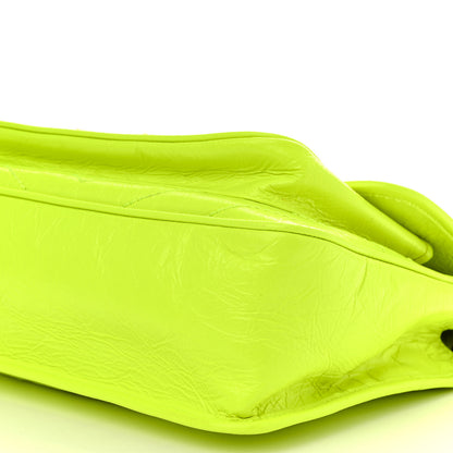 Saint Laurent Crinkled Calfskin Matelasse Monogram Medium Niki Chain Satchel Neon Yellow 12 of 13