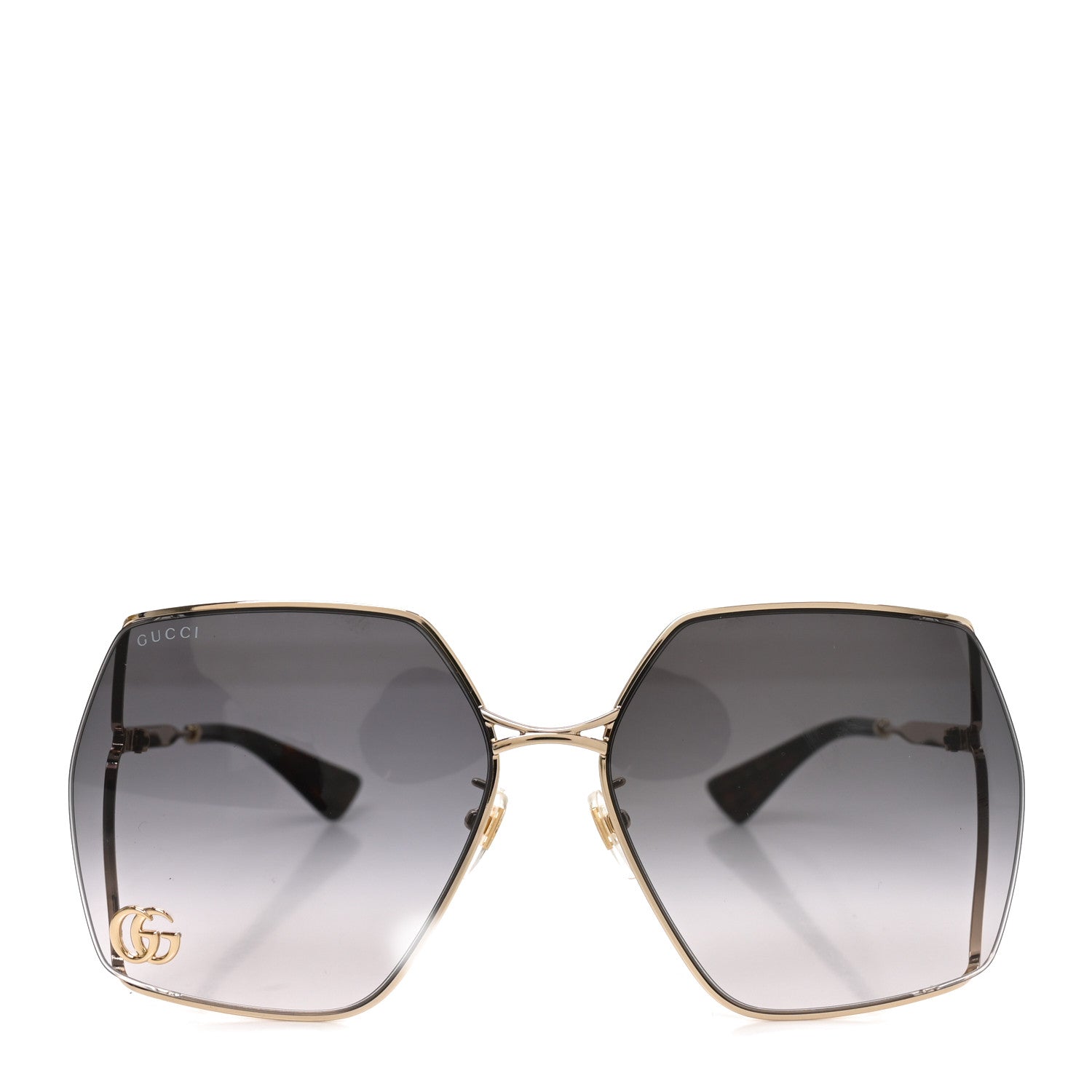 Gucci Metal Square Frame Sunglasses GG0817S Gold 2 of 7