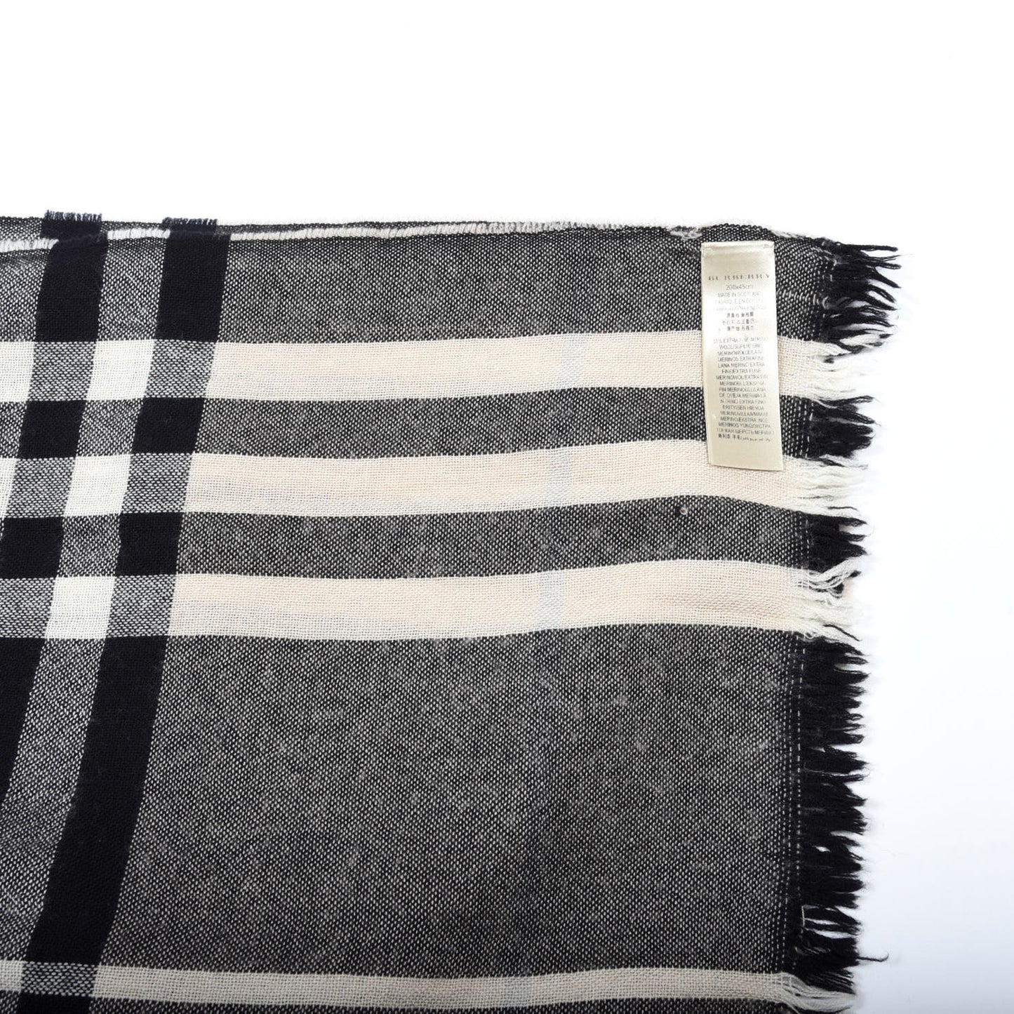 Silk Wool Giant Check Scarf Charcoal