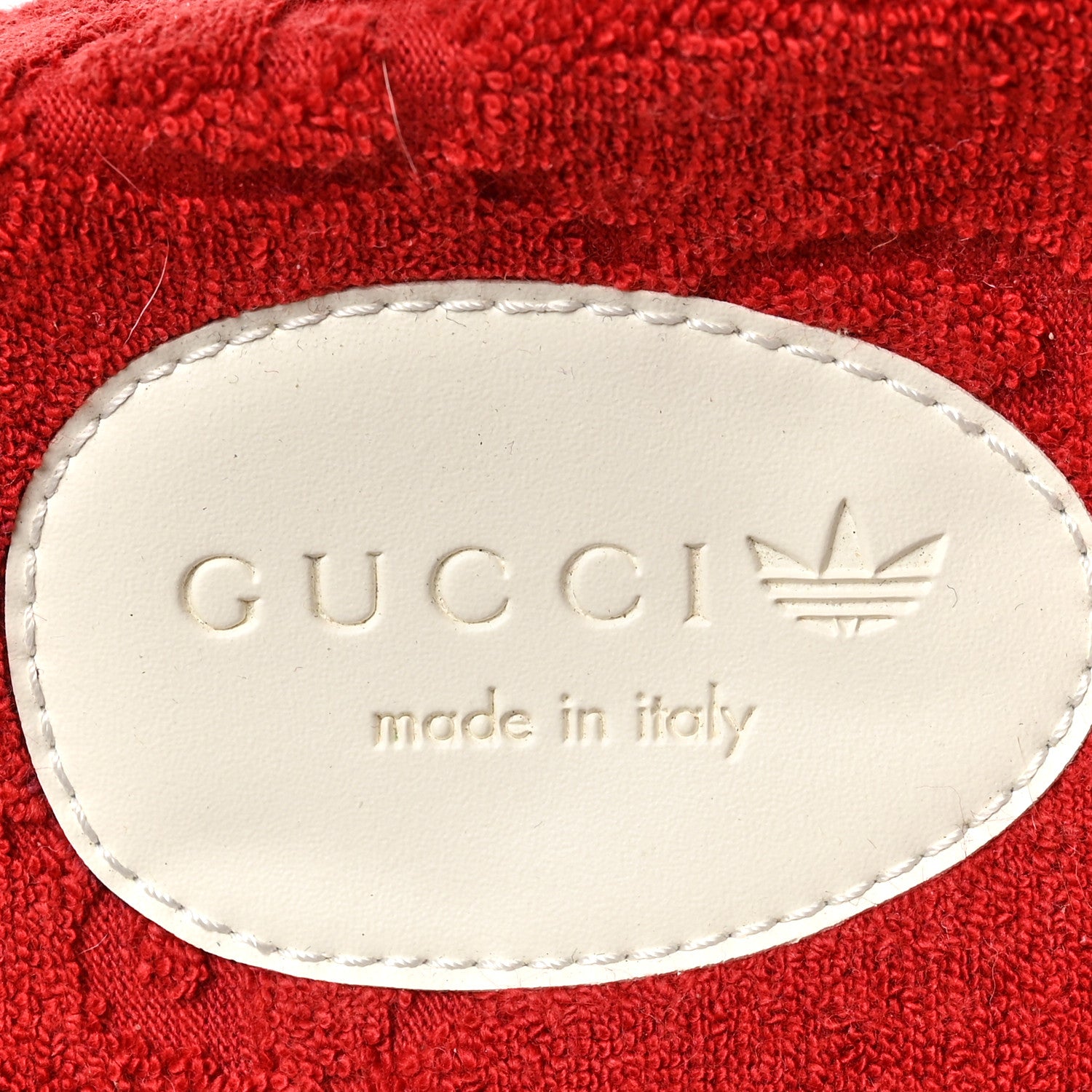 Gucci X ADIDAS Terry Cloth Trefoil GG Monogram Womens Platform Sandals 38 Maple Red Off White 7 of 7