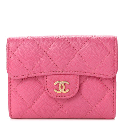 Chanel Caviar Quilted Flap Card Holder Wallet Pink 1 of 4