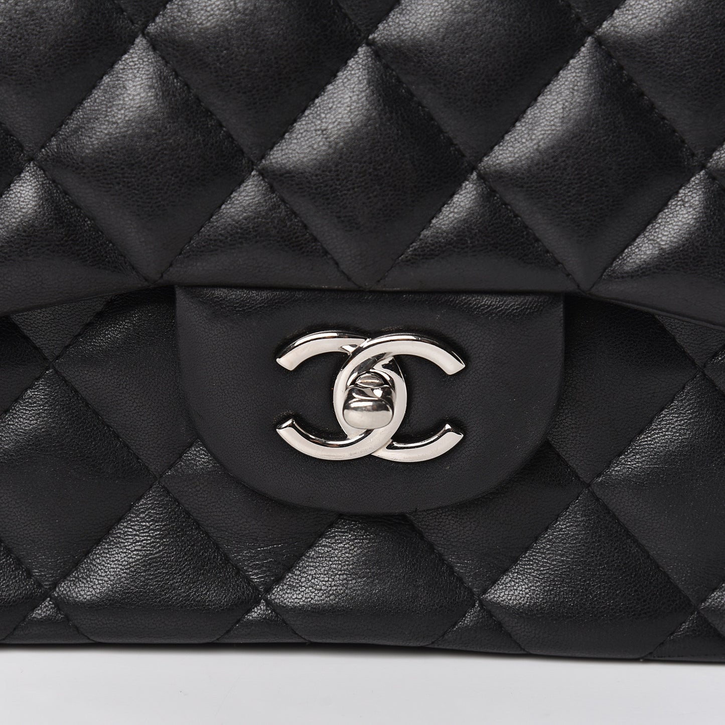 Lambskin Quilted Jumbo Double Flap Black
