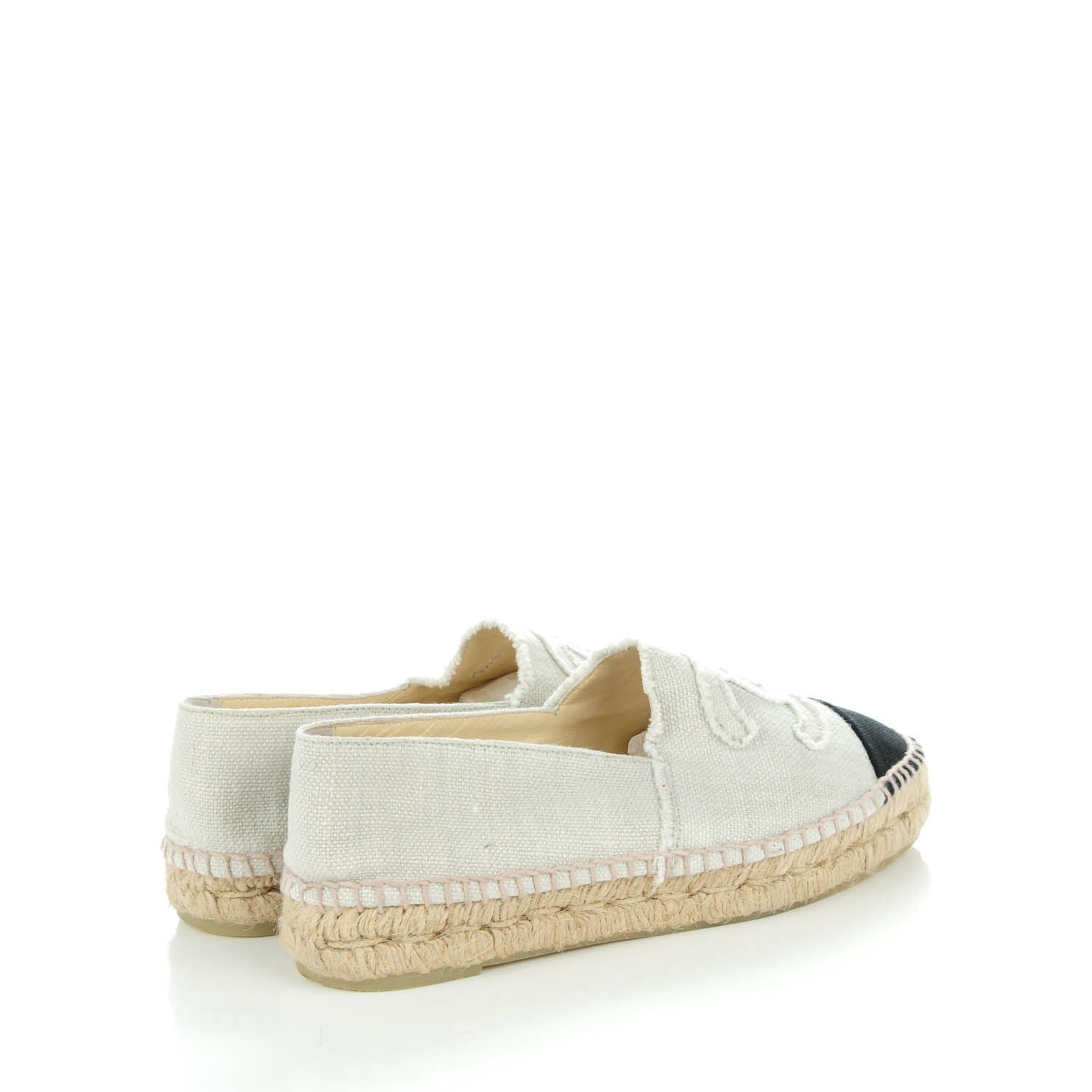 Chanel Linen CC Espadrilles 38 Beige Black 4 of 9