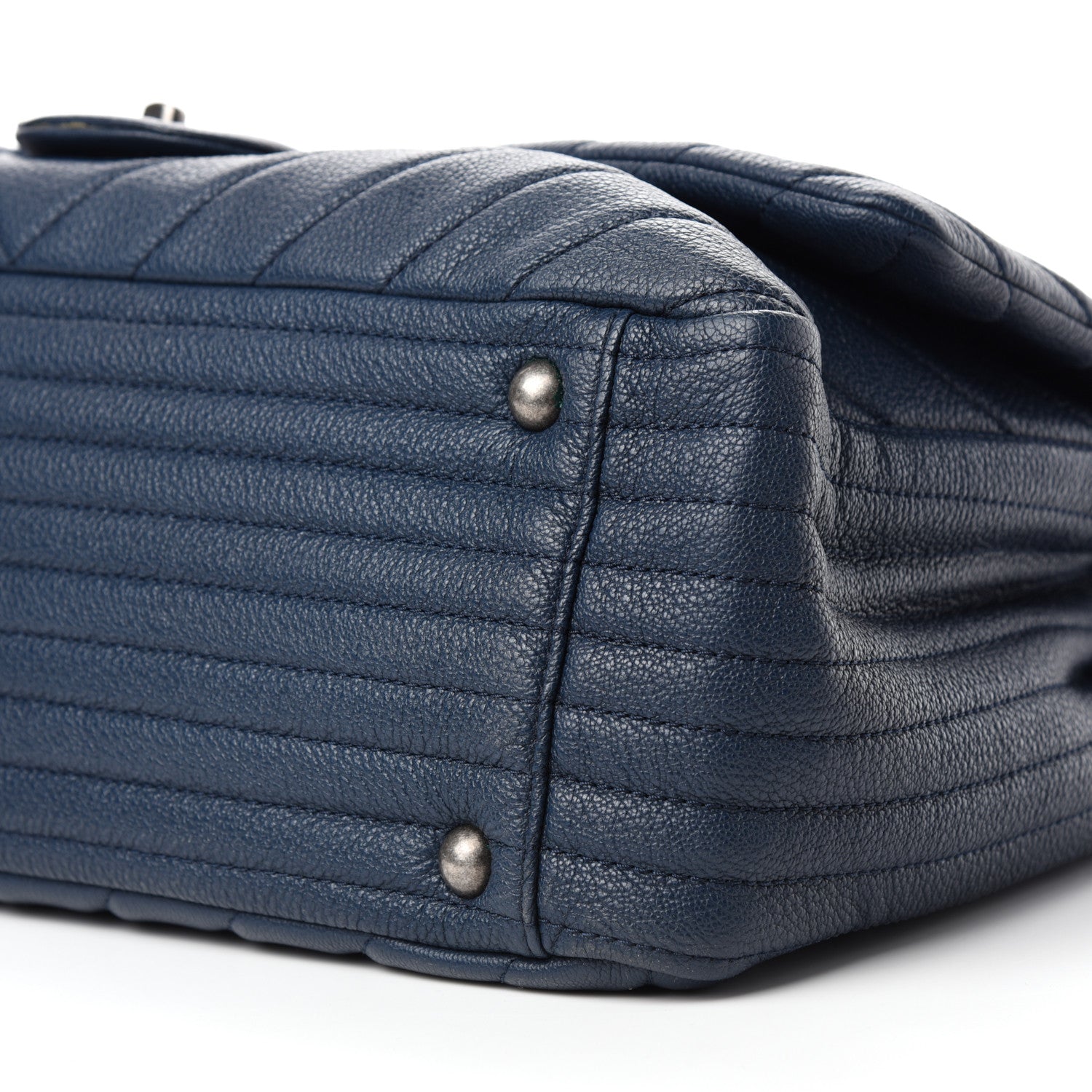 Chanel Calfskin Chevron Quilted XXL Travel Flap Bag Blue 7 of 10